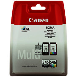 Canon PIXMA PG-545 Black & CL-546 Tri-Colour Ink Cartridge Multipack, Pack of 2